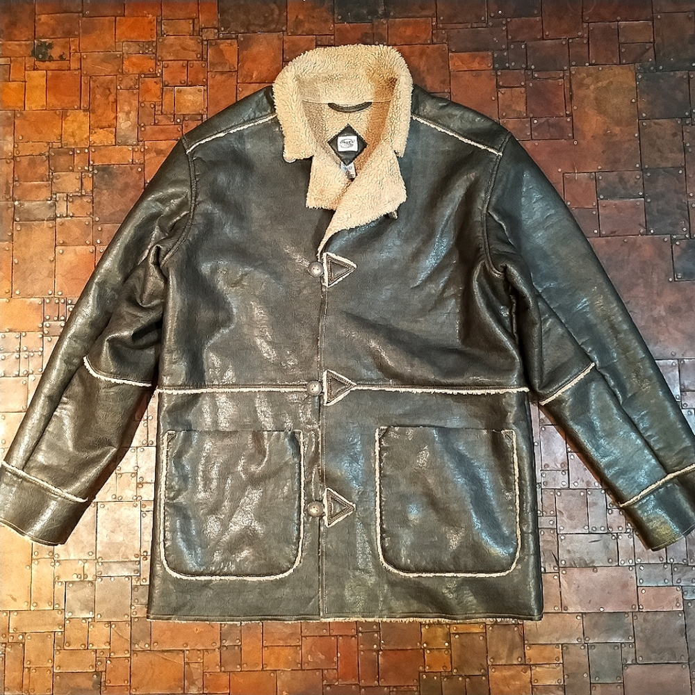 Vintage Silver Denim Boa Jacket L For Men